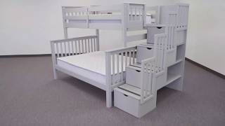 BK961 Twin over Full Stairway Bunk Bed with Under Bed Drawers [upl. by Ayoted]