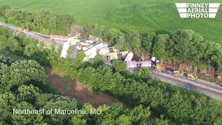 BNSF Train Derailment Drone Video  Marceline Missouri 2021 [upl. by Eselahs]