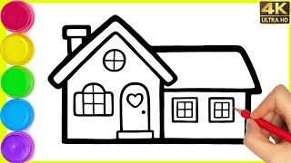 How to draw house a easy step by step  Ghar ka drawing kaise banate h  House drawing with colour [upl. by Baptist]