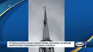 Steeplejacks using traditional method to repair Hampstead Congregational Church [upl. by Malliw]