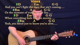 Iris Goo Goo Dolls Strum Guitar Cover Lesson with ChordsLyrics [upl. by Ahterod]