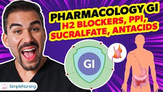 Pharmacology GI  H2 Blockers PPI Sucralfate Antacids nursing RN PN NCLEX [upl. by Caitlin]