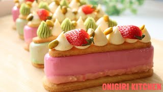 Strawberry Pistachio Finger Cake 【苺とピスタチオのフィンガーケーキ】 [upl. by Sixele]