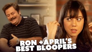 Best of Ron and Aprils Bloopers from Parks and Rec  Aubrey Plaza amp Nick Offerman  Comedy Bites [upl. by Bohlen]