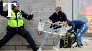 UK riots clashes at Rotherham hotel housing asylum seekers [upl. by Nelaf]