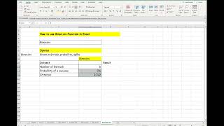 Binominv Functions in Excel [upl. by Haneehs]