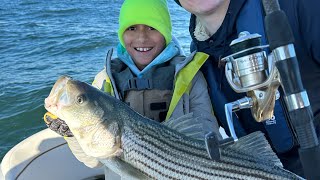 Jersey Trip day 2 Slot Limit Stripers on Umbrella Rig [upl. by Frodina]