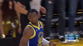 Steph amp Warriors Bench Cheer As Jonathan Kuminga Sinks His First NBA Bucket [upl. by Ridglea979]