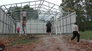 DIY Metal Garage Installing the Sheet Metal and Trim [upl. by Bevin]