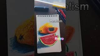 Realism VS Retro Fruit Art Worst Part art artist viral foryou shortsart shorts trending [upl. by Xella951]