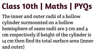 The inner and outer radii of a hollow cylinder surmounted on a hollow hemisphere of same radii are [upl. by Ennaeed577]