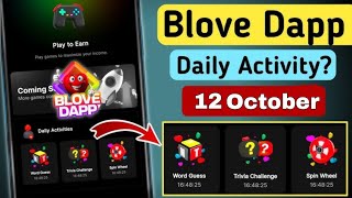 Blove Dapp Daily Activity Today  Word guess code amp Trivia challenge answer  12 October [upl. by Neenad543]