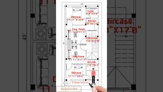 20 by 45 House Plan  20 By 45 घर का नक्शा 2 Flat houseplan floorplan viral shorts art viral [upl. by Reniar]