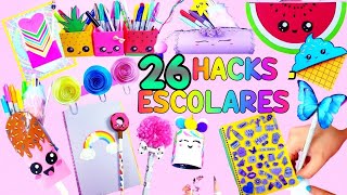 DIY 26 MATERIAIS ESCOLARES DIVERTIDOS E ÚTEIS DE VOLTA AOS HACKS ESCOLARES [upl. by Xilef]