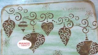 Individuales Navideños  Sellos y Stencils  Pintar madera [upl. by Anileve]