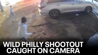 CAUGHT ON CAMERA Philadelphia shootout shows 5 suspects exchanging gunfire [upl. by Caldwell91]