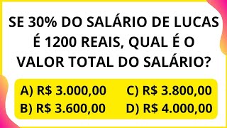 PORCENTAGEM 💥 Se 30 do salário é 1200 reais qual é o salário total❓️ [upl. by Ilram]