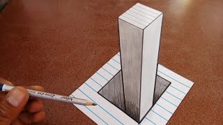 3d drawing trick on line paper stick on hole 3d drawing 3dart [upl. by Nagek]