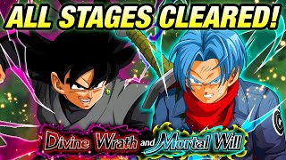 DIVINE WRATH AND MORTAL WILL ALL STAGES CLEAR NO ITEMS Dokkan Battle [upl. by Alysoun754]