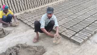 Simple process of clay soil brick making Traditional brick field [upl. by Albie255]