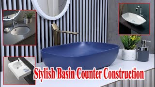 How to make Stylish Basin Counter on site from very simple method [upl. by Einamrej]