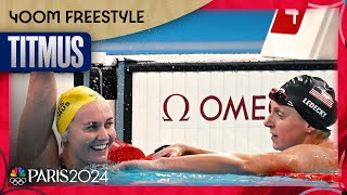 Ariarne Titmus shines in 400m freestyle final Katie Ledecky takes bronze  Paris Olympics [upl. by Ahsote]