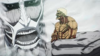 Reiner VS Bertholdt Colossal Titan  Armin Meets Bertholdt [upl. by Yatnuhs]