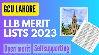 GCU Lahore LLB merit lists 2023GCU Lahore LLB Closing merit 2023 [upl. by Sinnej]