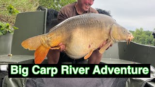 Small boat Big river carp adventure 😀🎣 [upl. by Anitel252]