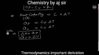 Thermodynamics important derivation  class 11 chemistry thermodynamics chemistry [upl. by Asilehs588]