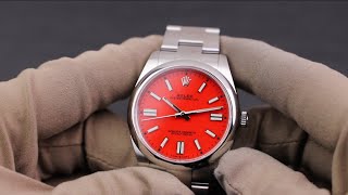 Rolex Oyster Perpetual 41 Coral Red 124300 2020 Novelty Unboxing Video [upl. by Merola]