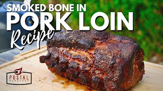 Smoked Bone In Pork Loin Roast on the Grill  Easy BBQ Recipe [upl. by Trembly]