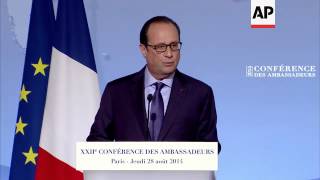 Hollande on fight against Islamic State group Ukraine Libya [upl. by Latea]