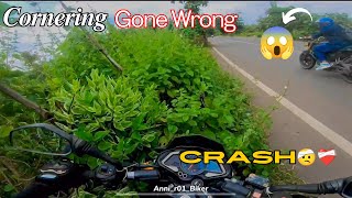 NS 200 Crash❤️‍🩹 Cornering Gone Wrong🤕  Just Miss To Crash [upl. by Laekim]