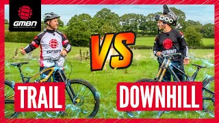 Trail Bike Vs Downhill Mountain Bike Challenges [upl. by Akirdnas120]