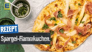 SpargelFlammkuchenRezept  Flammkuchen mit Spargel und Schinken selber machen [upl. by Guidotti]