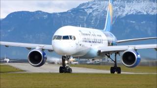 Thomas Cook Boeing 757s at Grenoble Isère Airport GNBLFLS [upl. by Nayra]