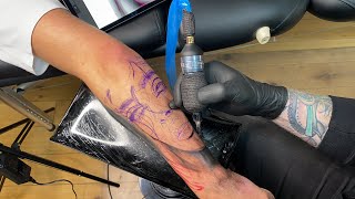 LIVE TATTOO CLOSEUP PORTRAIT Using Bishop Wand Shader [upl. by Nnateragram]