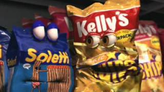 Archiv Kellys und Soletti sprechendes Knabberregal Chipspackerl 2005 [upl. by Ailla]