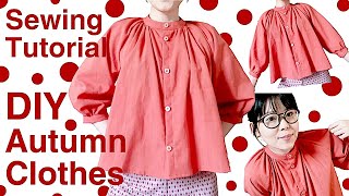 DIY Raglan Blouse from leftover fabric 手作り服 Autumn sewing project easy tutorialㅣmadebyaya [upl. by Den]