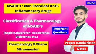 U3। Non steroidal anti inflammatory drugs pharmacology। NSAIDs classification। Aspirin। Ibuprofen। [upl. by Nemrac738]