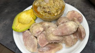 How To Make Cocoyam Ampesie with Palm Kernel Oil  Batana Oil  Garden Egg Sauce🇬🇭❤️ [upl. by Anetta]