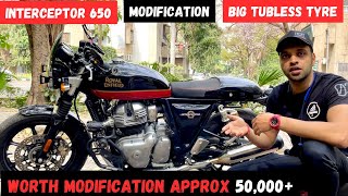 Royal Enfield Interceptor650 ModifiedWorth 50000 Big Tubeless Tyre Custom ExhaustFog Light [upl. by Alyekahs]