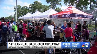 Lipman Family Farms 14th annual backpack giveaway brightens kids day in Immokalee [upl. by Ainafetse]