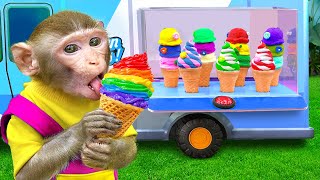 Kiki Monkey try to solve challenge from Ice Cream Truck to get Rainbow Ice Cream  KUDO ANIMAL KIKI [upl. by Noam801]