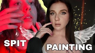 ASMR  Spit Painting Ourselves with Different Objects ✨ Collab with ASMRmpits [upl. by Neahs]