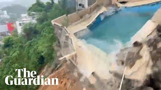 Moment pool collapses as Acapulco hit by landslides and floods in wake of Hurricane John [upl. by Stacey]