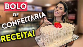 BOLO DE MORANGO COM LEITE CONDENSADO DE CONFEITARIA FAMOSA [upl. by Ivanah730]