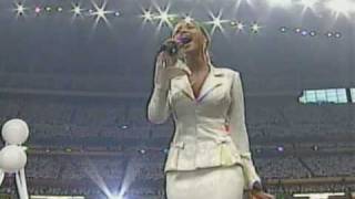 Beyoncé performing The StarSpangled Banner USA National Anthem Live at Super Bowl XXXVIII 2004 [upl. by Aynik921]