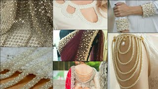 Unique Ways To Accessorise Your SareeBlouse And Sleeves With Pearl accessory Pearl Blouse Designs [upl. by Saalocin]